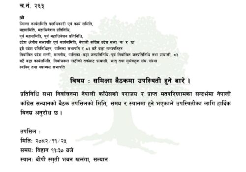 चुनावमा हार व्यहोरे पछि सल्यानमा कांग्रेसको समीक्षा बैठक बस्दै